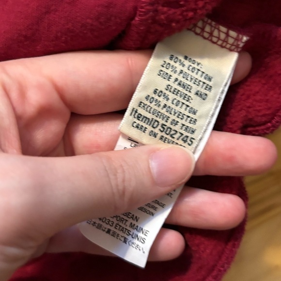 L.L. Bean Red Pullover Quarterzip Size Small Quilted Unisex Flaw Winter Fall - Picture 7 of 7